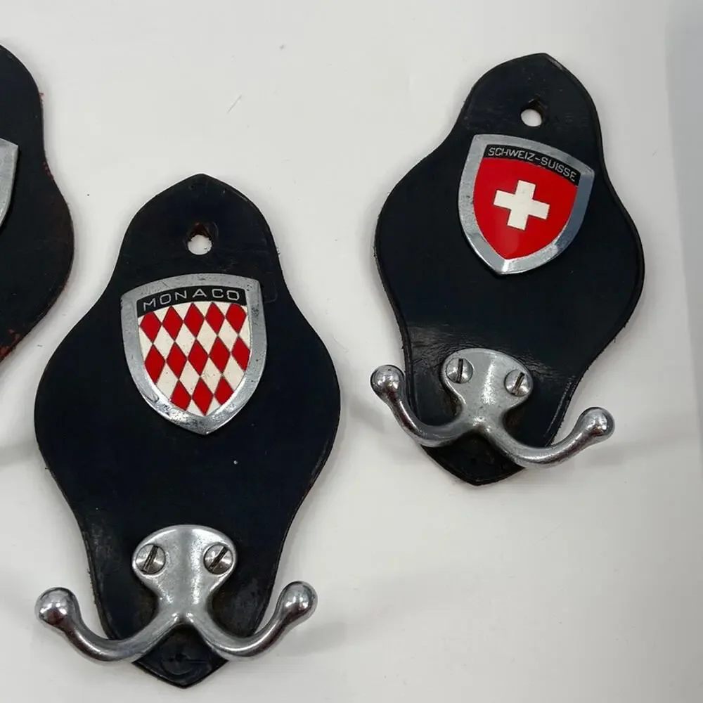 Vintage Skiing leather wall hooks